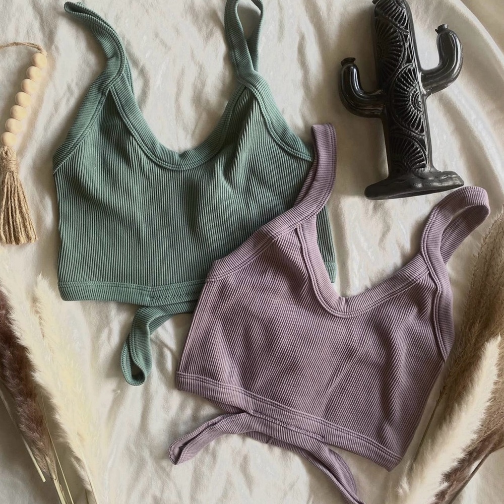Ribbed Crop Tops in Muave
